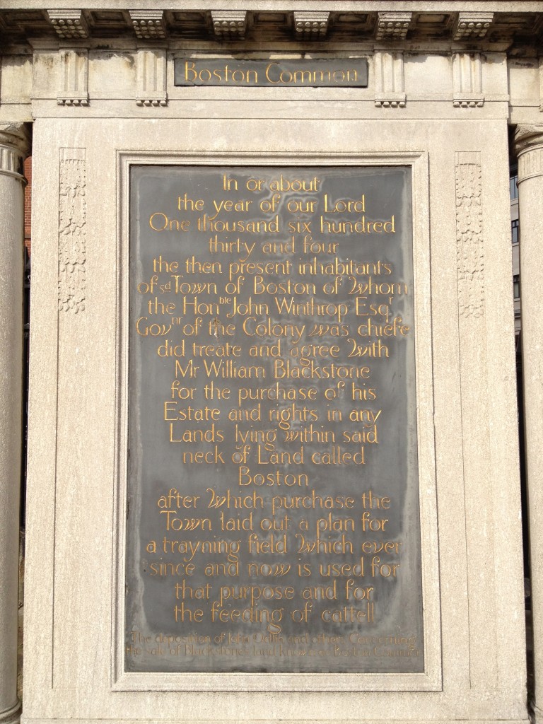 Boston Commons Plaque